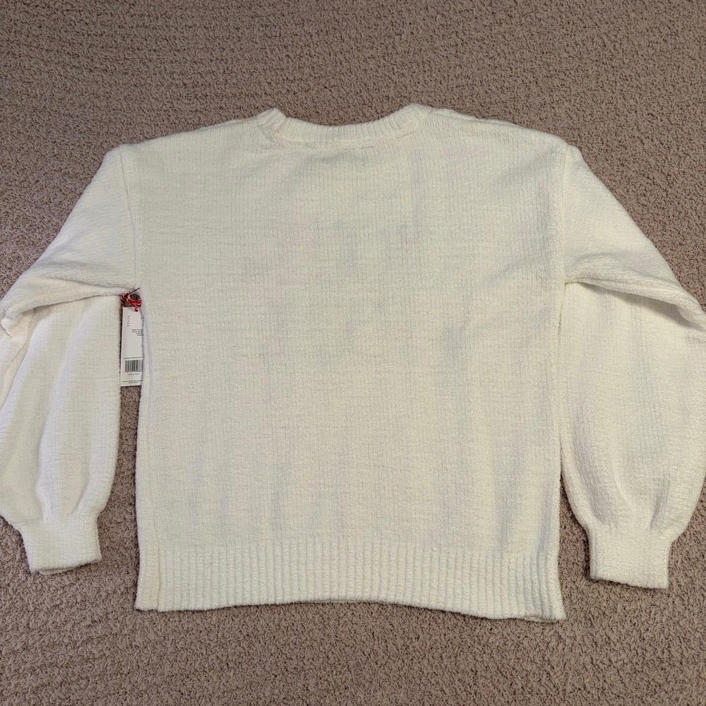 Rae Dunn Holly Jolly White Cable Knit Sweater Womens Small NWT - Picture 3 of 7